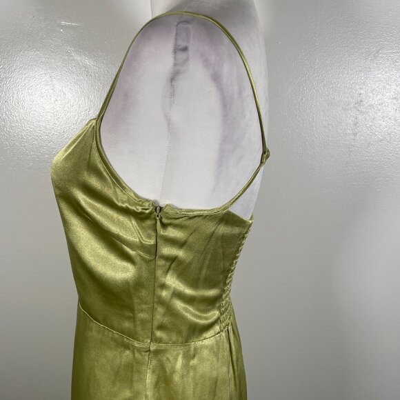 Samsoe Samsoe Slip Dress Womens S Lime Green Satin Smocked Back Adjustable Strap - Picture 8 of 16